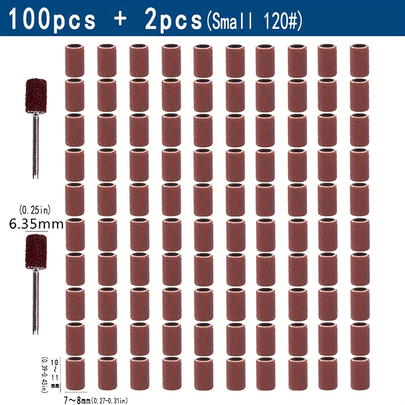 80 120 180Grit Sanding Drums Kit Sanding Band 1/2 3/8 1/4Inch Sand Mandrels  Fit for Dremel Nail Drill Rotary Abrasive Tools