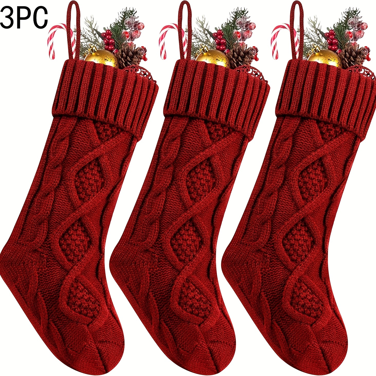 Christmas Stockings Large Cable Knitted Xmas - Temu
