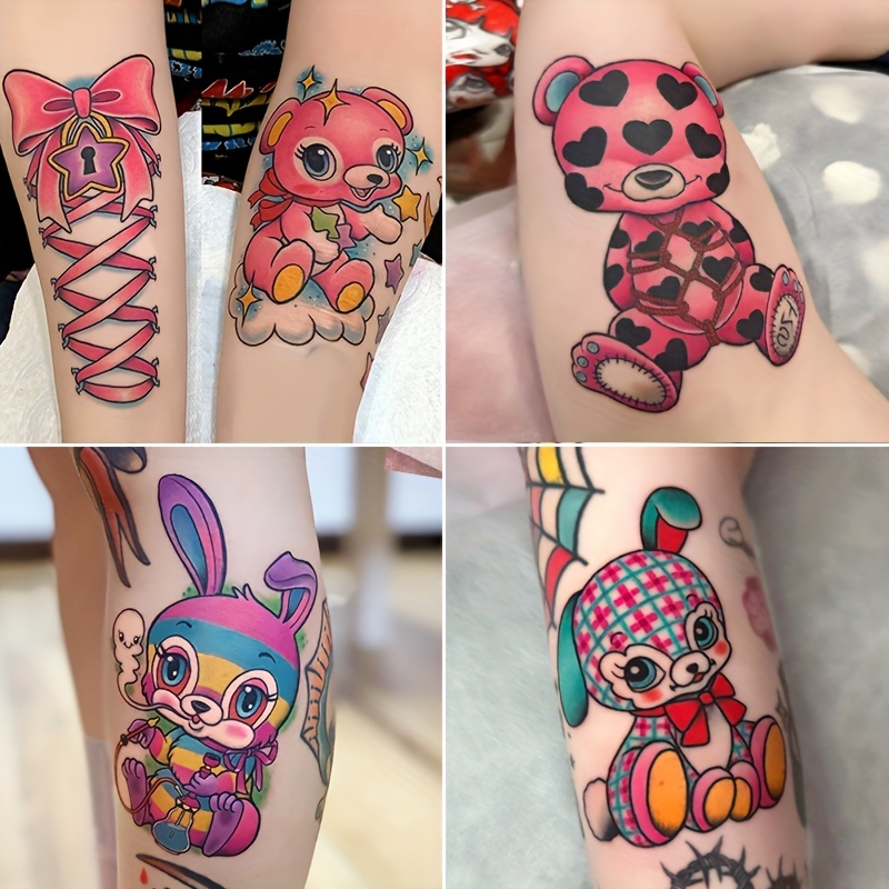 

A Set Of 9 Original Fashion Cute Cartoon Rabbit Adult Tattoos, Waterproof And Long-lasting