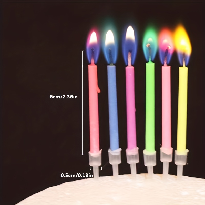 6 Bougies danniversaire flamme colorée 6 cm