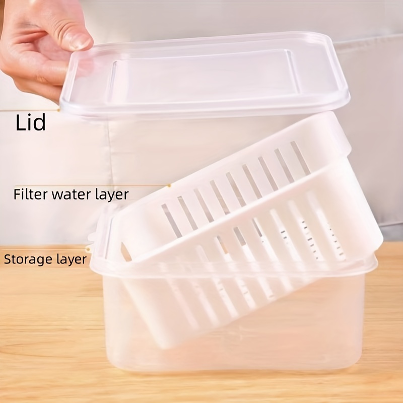 Vacuum Sealed Fresh-keeping Box, Refrigerator Food Storage Box, Drain Box,  Freezer Safe, Plastic Reusable Transparent Fresh-keeping Box, Food Storage  Containers, Kitchen Utensil - Temu