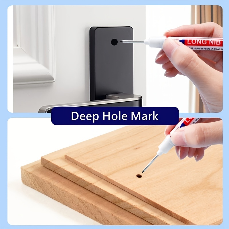 3pcs Long Head Deep Reach Markers Waterproof Deep Hole Pen Tool Decoration Woodworker Glass Long Nib for Painting Writing Drafting, Size: 12.9 cm