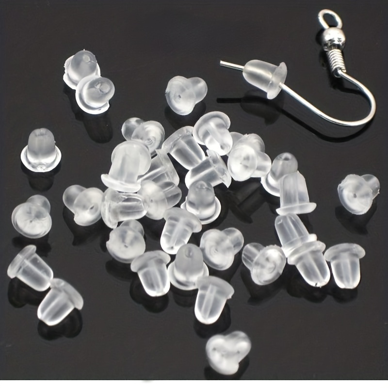 100 Pcs Clear Silicone Earring Backs Hypoallergenic Secure Push-Back Earring  Stoppers for Stud Earrings, 10x6mm