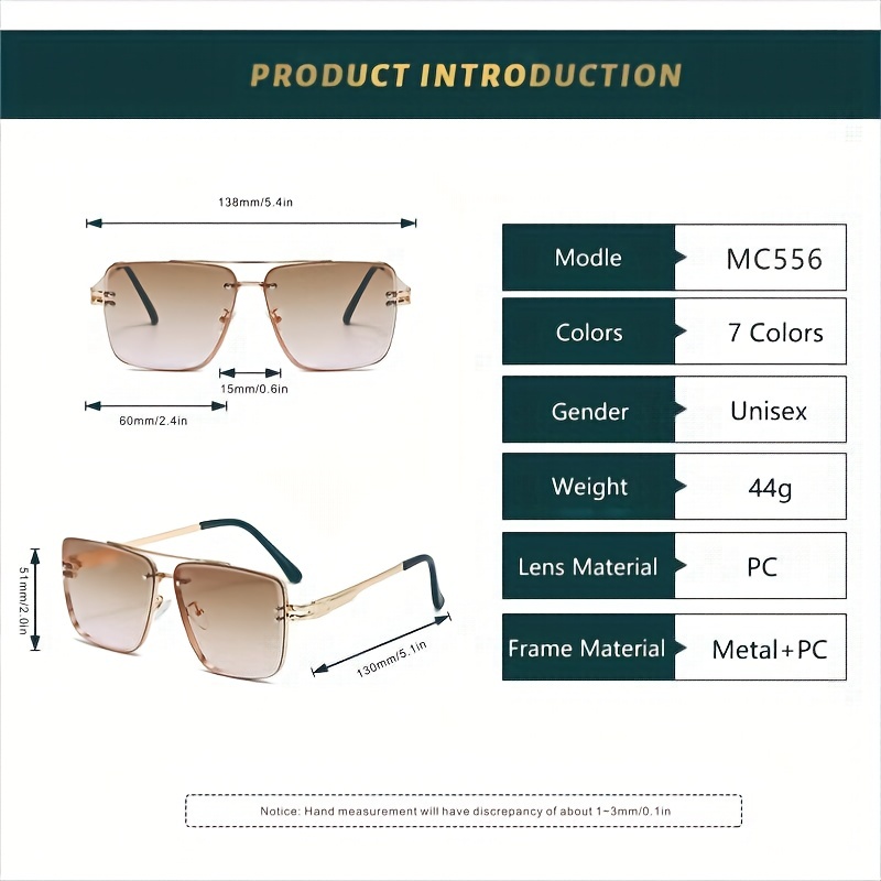 Men's New Trendy Double Bridge Light Luxury Metal Sunglasses