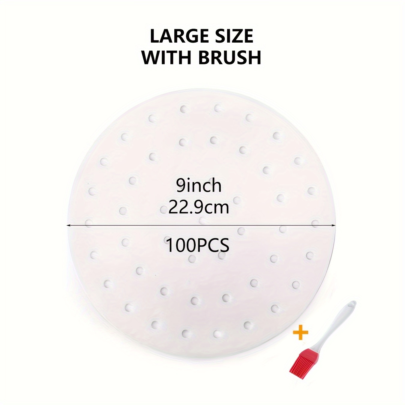 100 Sheets 8 inch Perforated Air Fryer Liners, Disposable Parchment Paper, Round Bamboo Steamer Basket Liners, Non Stick White Mat