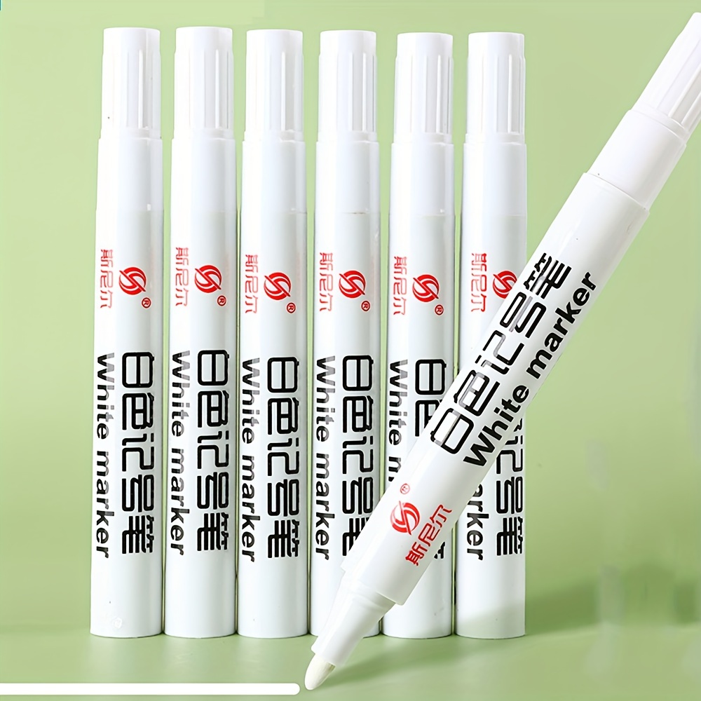 5pcs Letter Graphic White Marker Pen, Simple Waterproof Easy To
