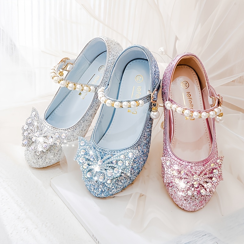 Zapatos Princesa Lazo Lentejuelas Brillantes Niñas Pequeñas - Temu