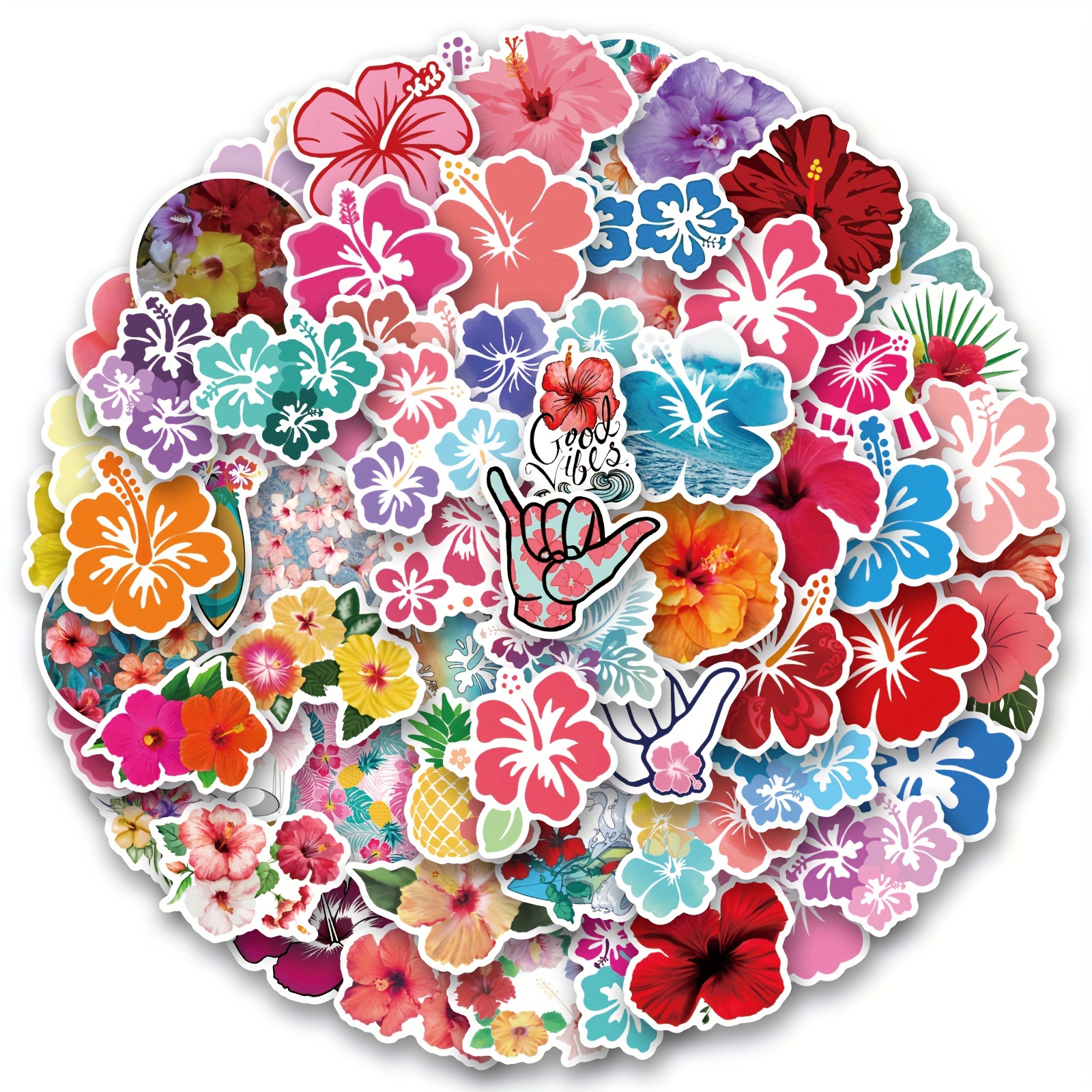Stickers Fleur d'Hibiscus 2 pour voiture moto miroir mural