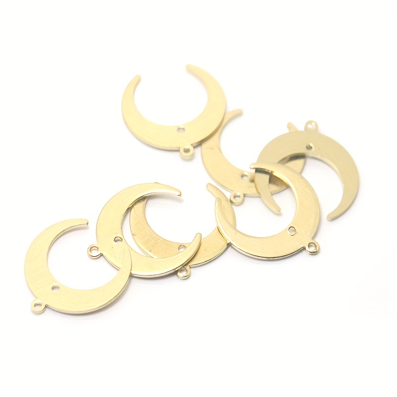 

20pcs Color Moon Shape Brass Pendants With Single Jump Ring For Bracelet Necklace Diy Crafting Jewelry Making Supplies