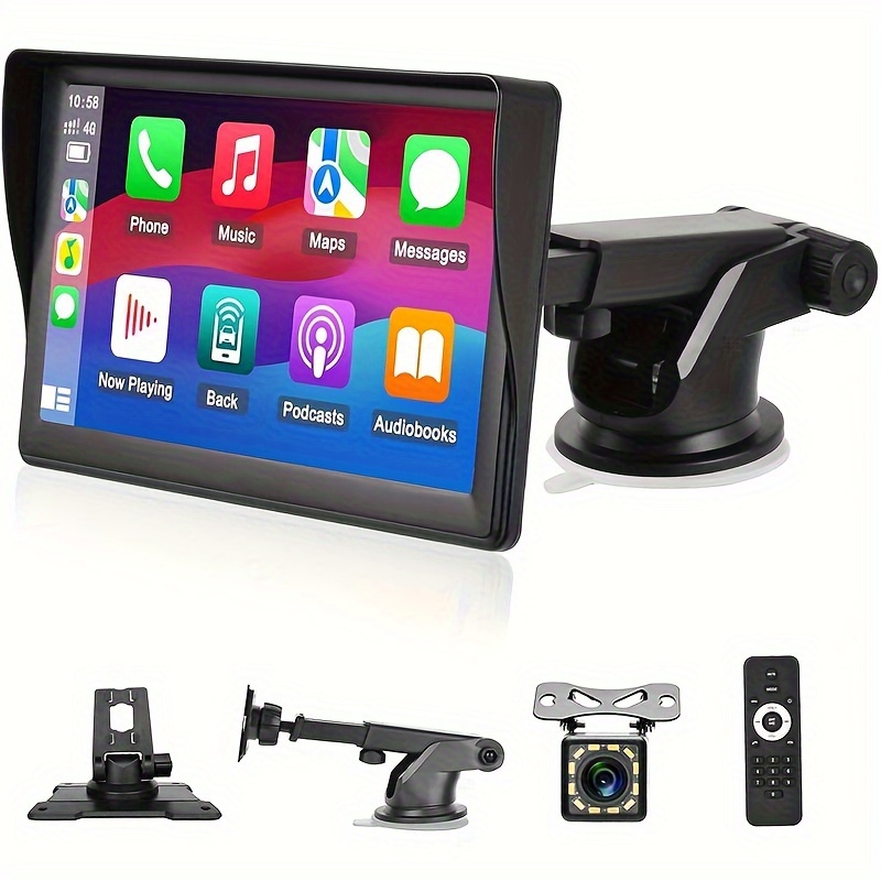 Portable 9.3 Dash Mount Apple CarPlay with 4K Front and Rear