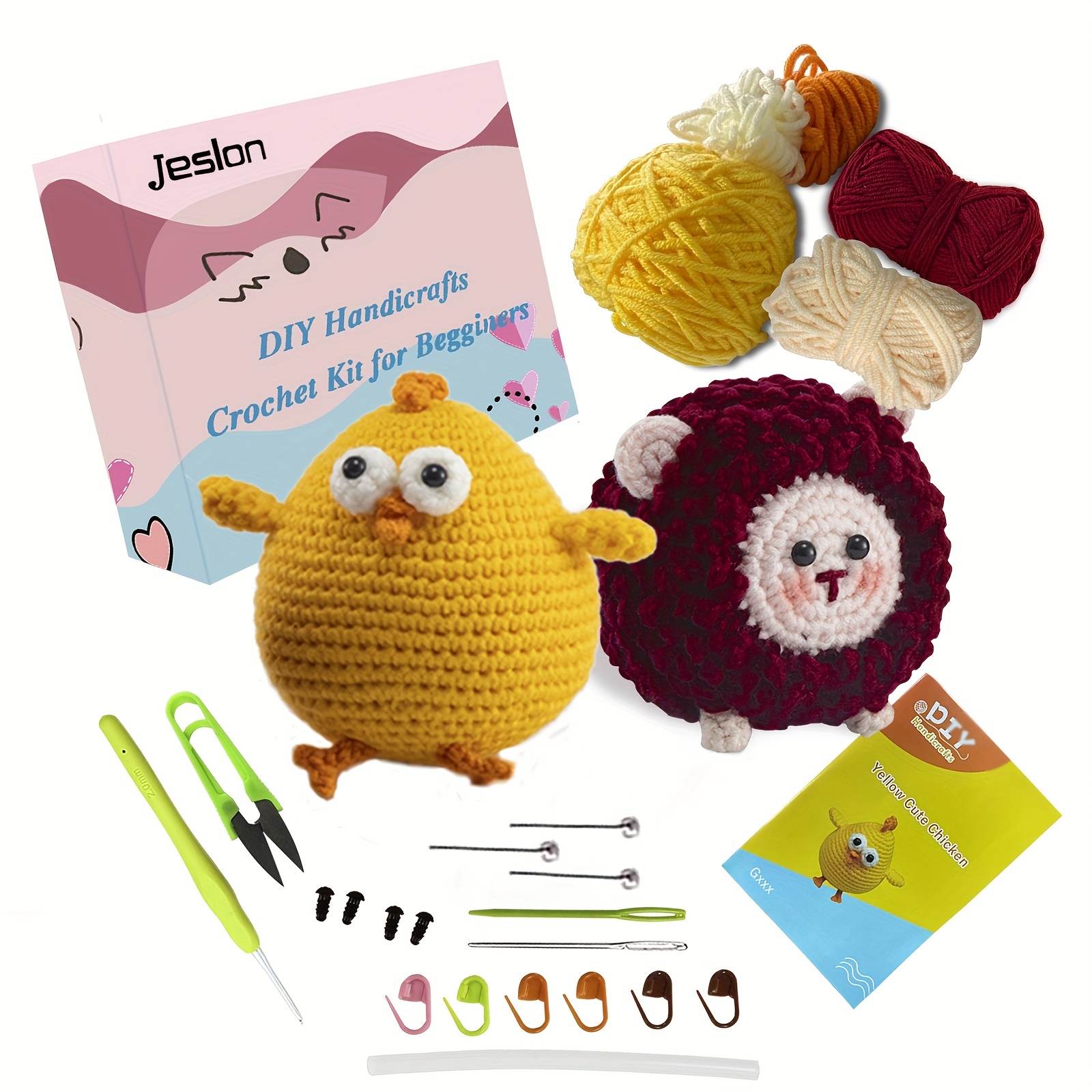 Jeslon Crochet Kit Beginners Chubby Chicken Cute Sheep - Temu