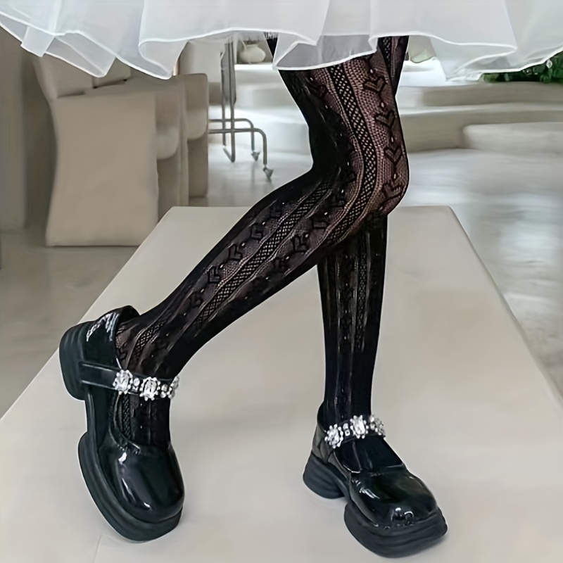 2023 New Style Lolita Heart Pattern Tights For Girls, Spring And