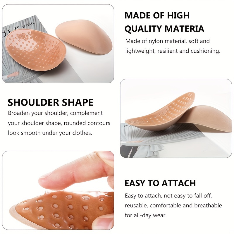 2pcs Uniform Size, Invisible Detachable Breathable Silicone Shoulder Pad  For Woman, Shoulder Enhancer Reusable Self Adhesive Clothing