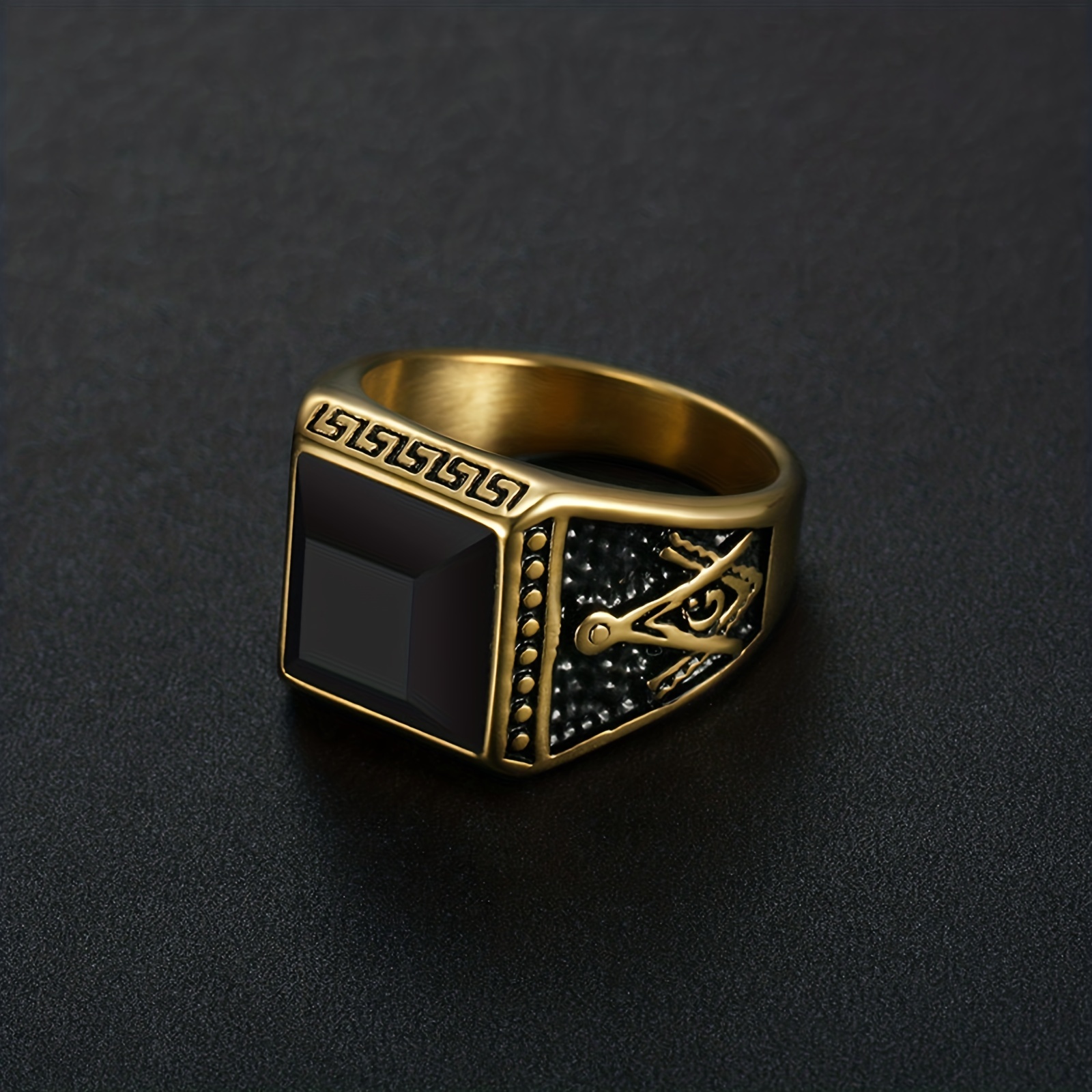 Men's Vintage Lettering Ring, Unique Design