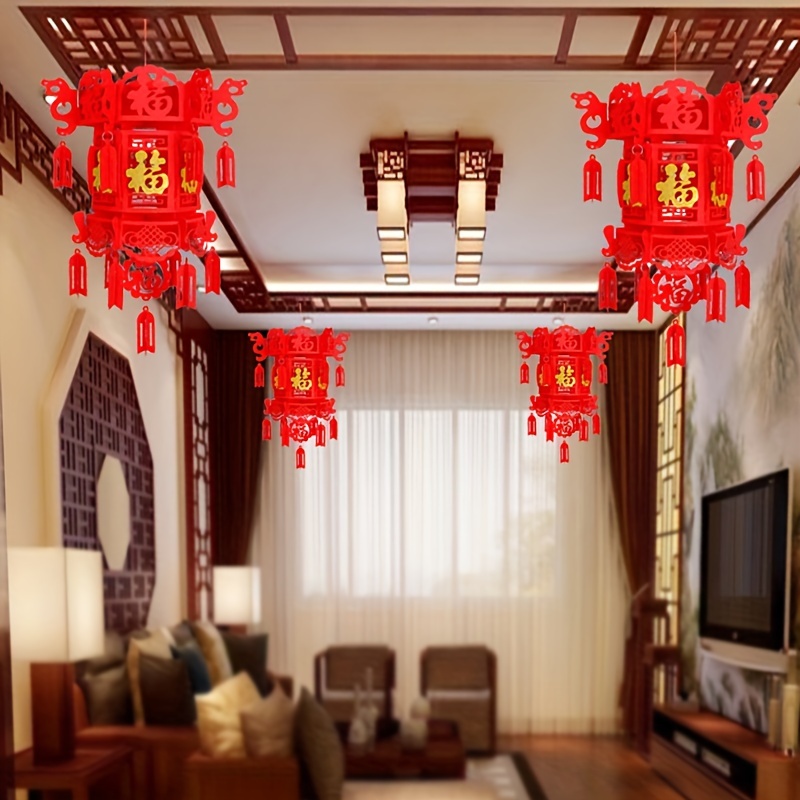 

1pc New Year Lantern Fu Character Creative Living Room Decoration Shopping Mall Opening Non-woven Fabric Fu Character Red Palace Light Spring Festival Pendant