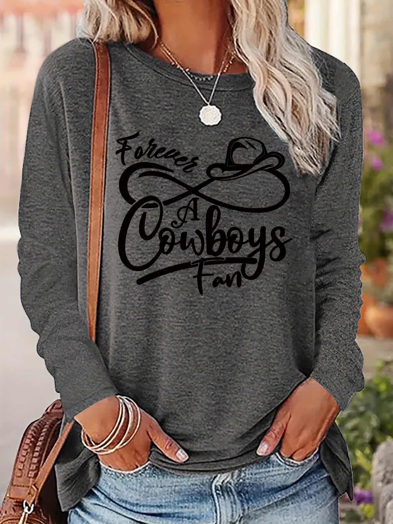 A Cowboys Fan Print T-shirt, Short Sleeve Crew Neck Casual Top For Summer &  Spring, Women's Clothing - Temu