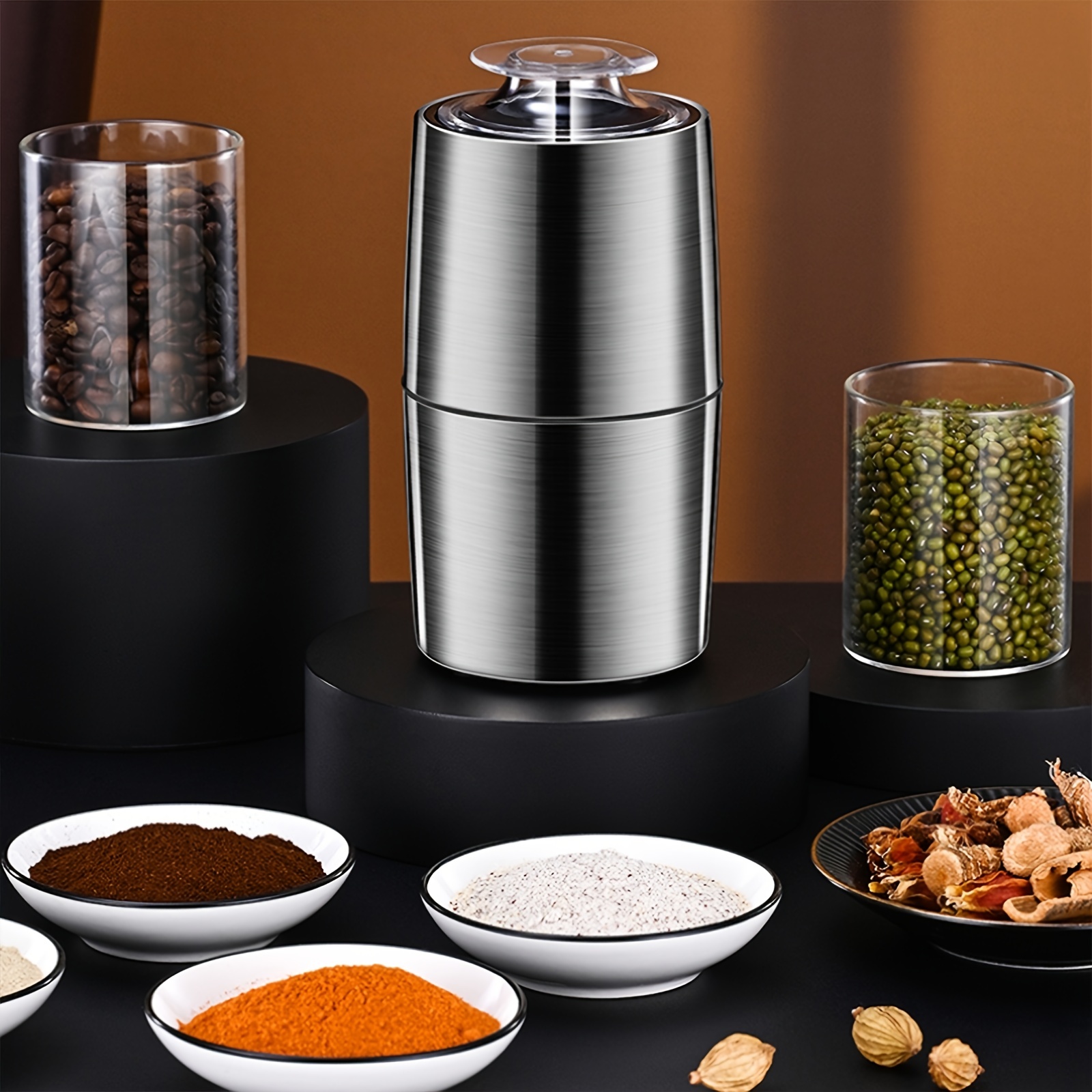 Effortless Grinding Of Coffee, Herbs, Spices, Nuts & Grains - Electric  Stainless Steel Coffee & Spice Grinder