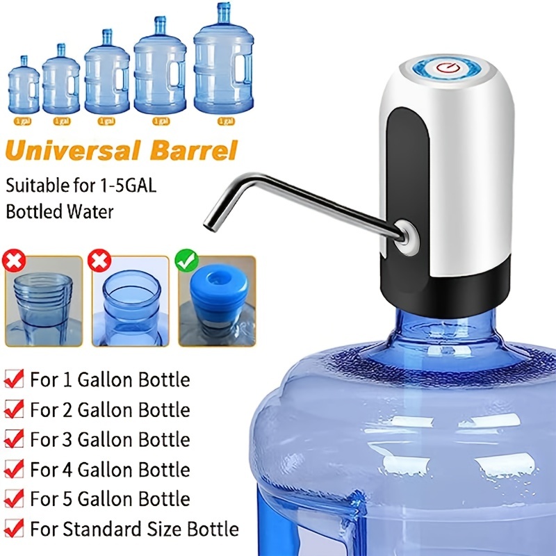 Pompe à bouteille d'eau électrique, distributeur de bouteille d'eau,  distributeur d'eau potable à charge USB, pompe à eau universelle pour bouteilles  d'eau de 5 gallons, distributeur d'eau portable pour le camping à