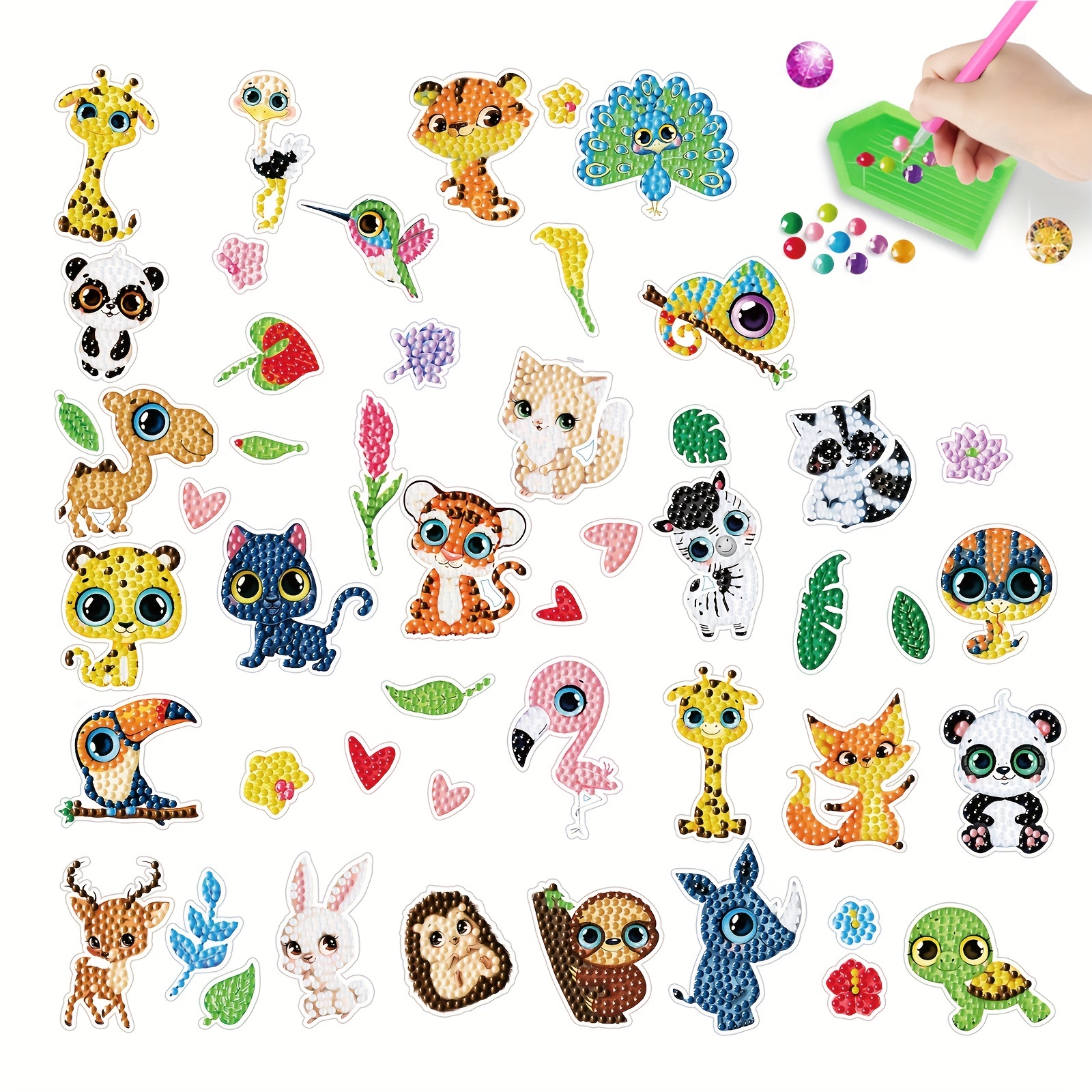 1 Set Kids Diamond Painting Stickers Kit DIY 5D Cartoon Animal