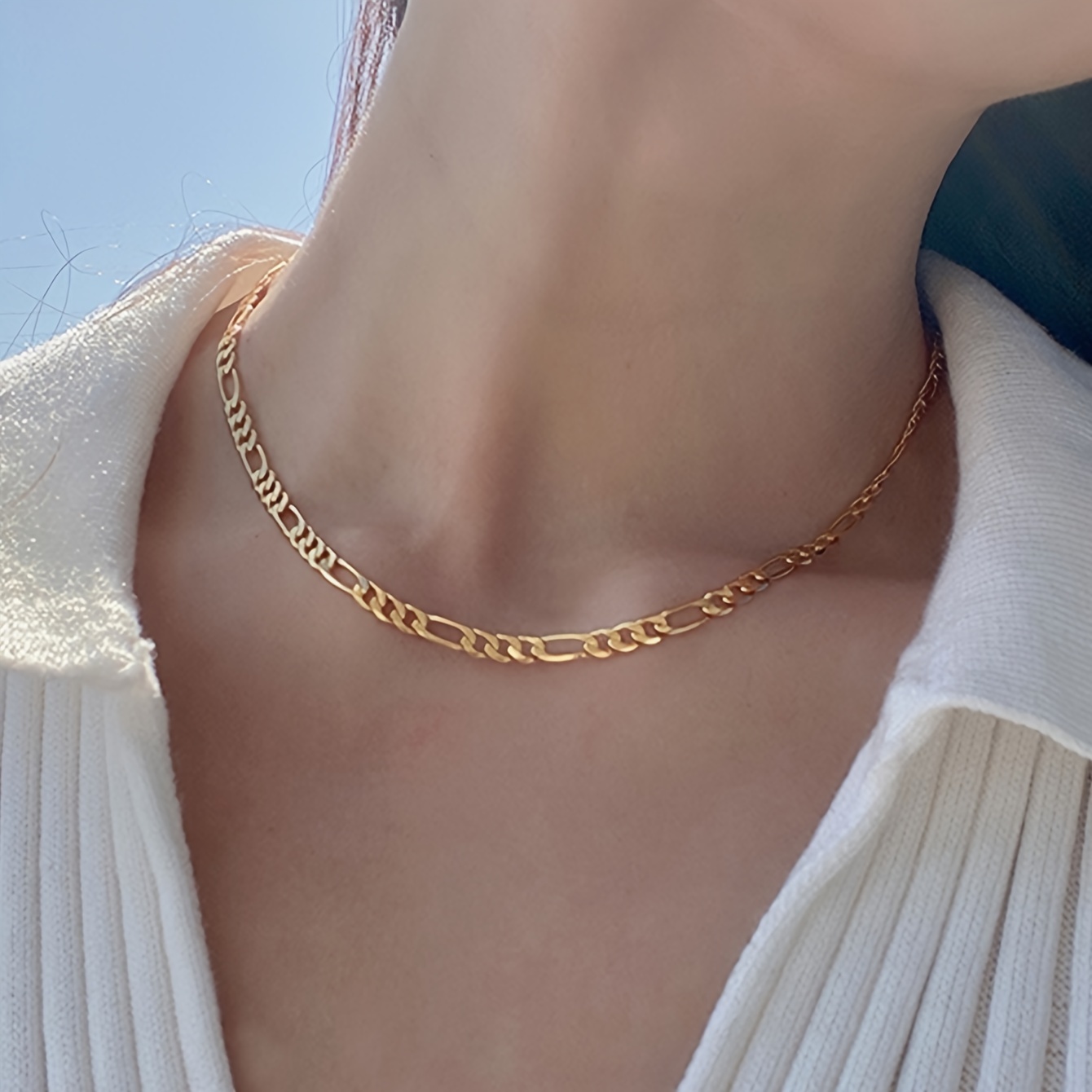 

Personality Simple Paperclip Chain Stainless Steel 18k Plated Short Choker Necklace