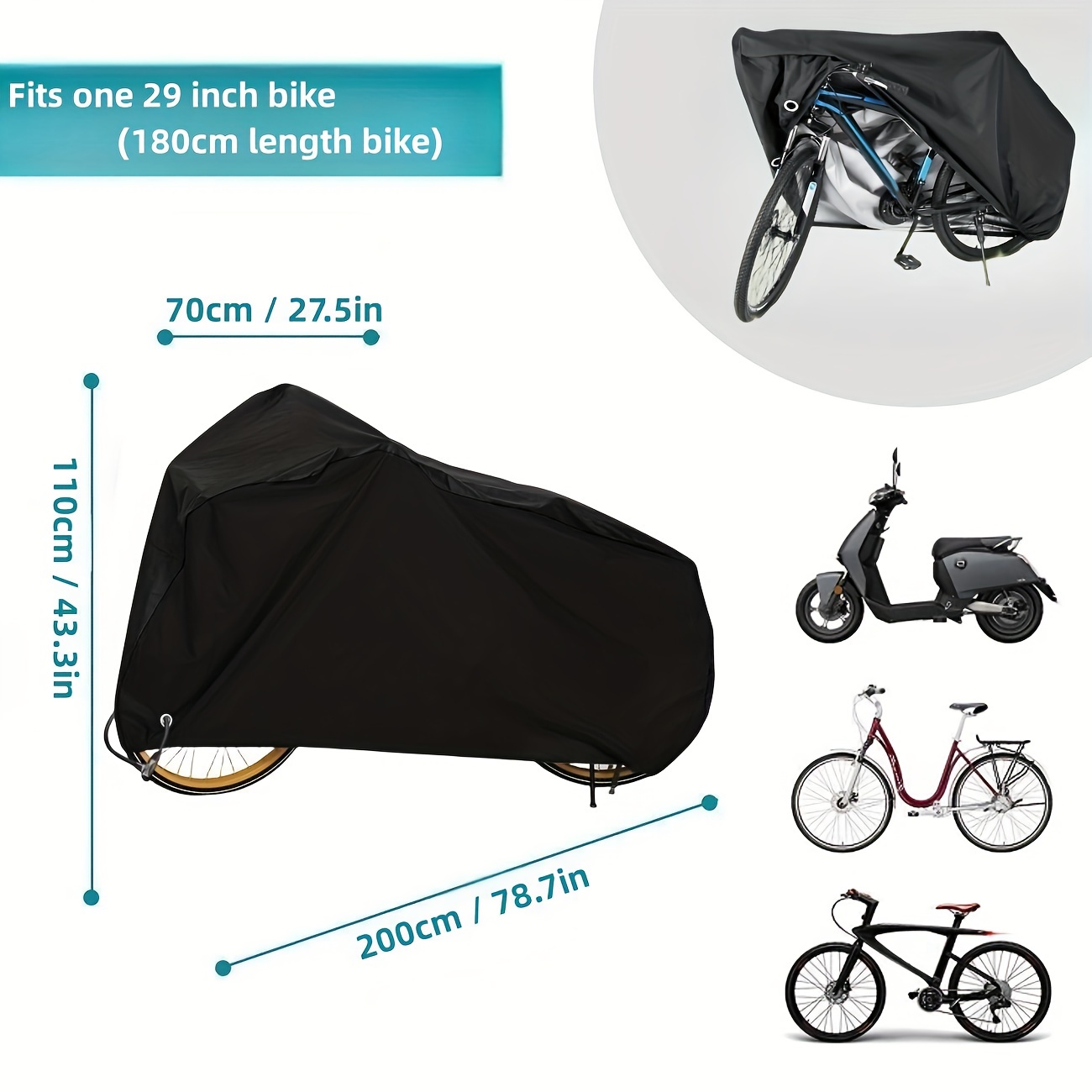  Szblnsm Funda de bicicleta para 1, 2 o 3 bicicletas al aire  libre, resistente material Ripstop 420D, ofrece una protección constante  para todo tipo de bicicletas durante las 4 estaciones 