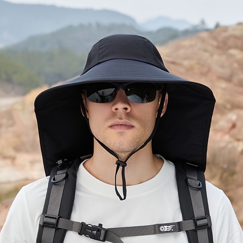 1pc Sun Hat Mens Summer Outdoor Sunshade Sun Hat Mesh Breathable Big Eaves  Shawl Fisherman Hat Mountaineering Sun Hat, Free Shipping On Items Shipped  From Temu