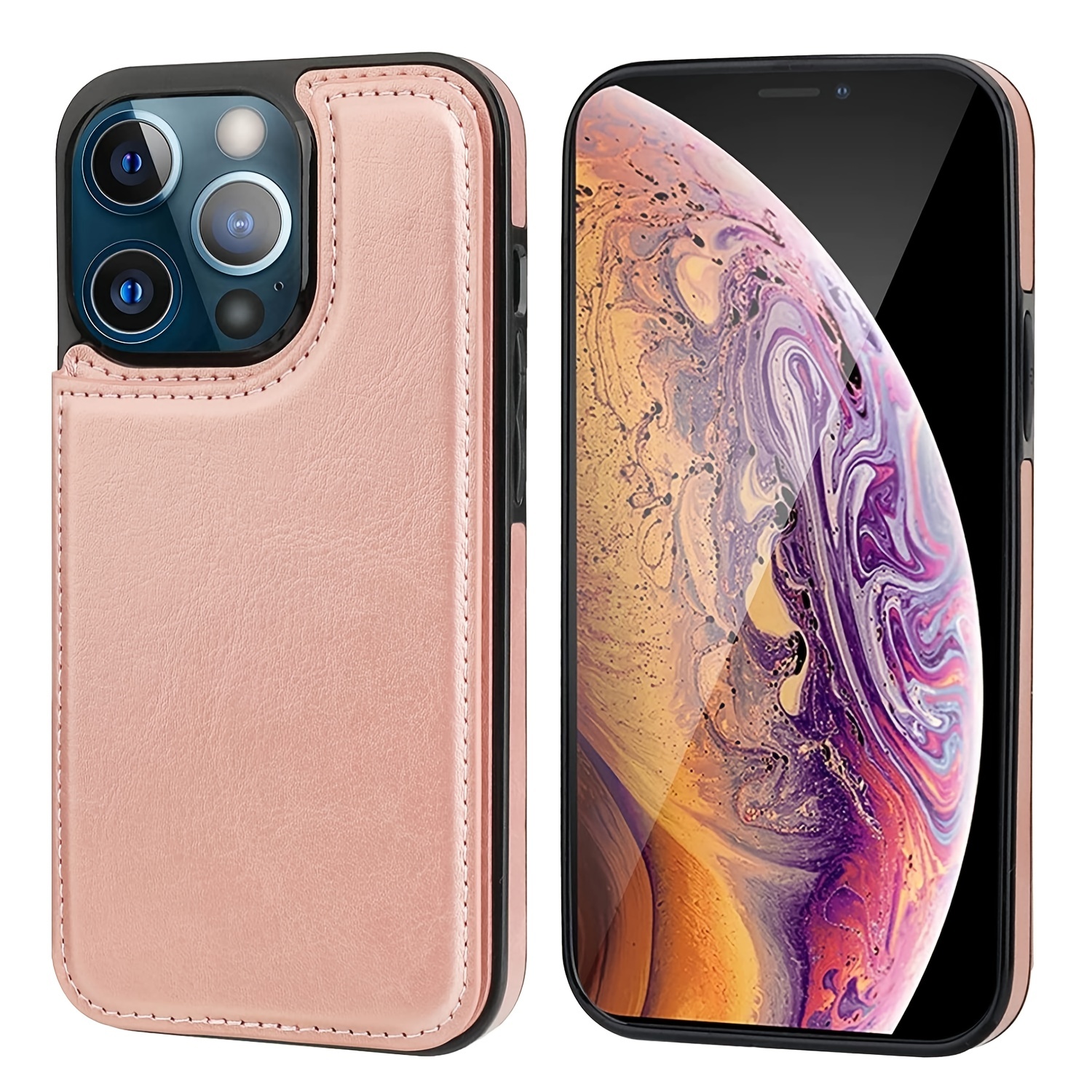 For Iphone 14 Plus 13 12 11 Pro Max Wallet Case With Card Holder Pu Leather  Case With Ring Stand Detachable Wrist Strap - Cell Phones & Accessories -  Temu Sweden