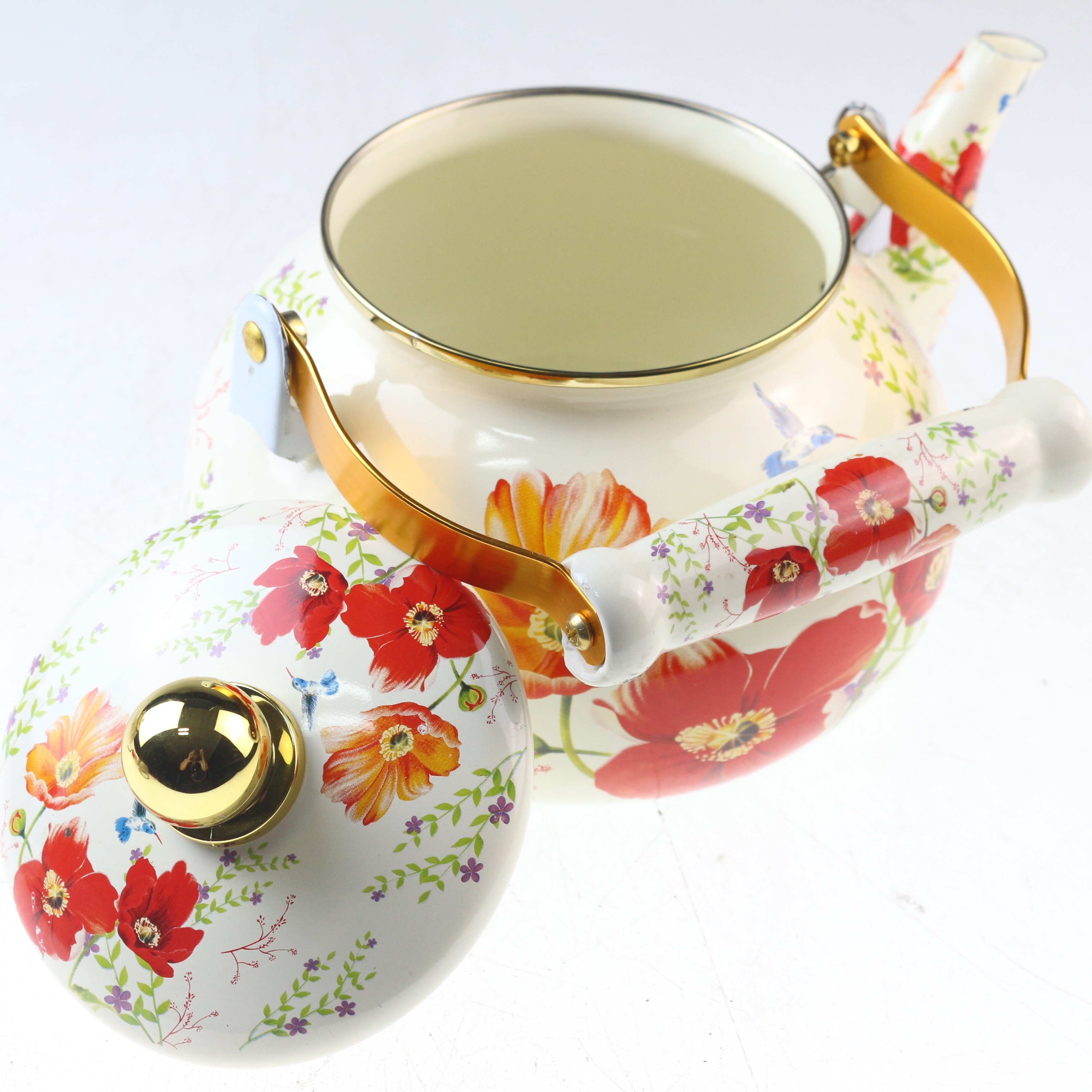 Birds And Flowers Patterns Enamel Kettle Tea Pot Coffee Pot - Temu