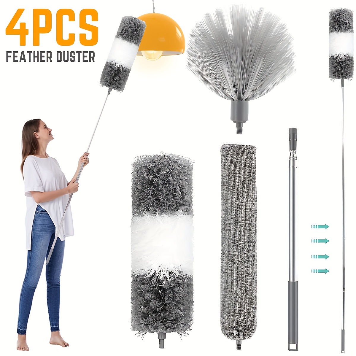 Ceiling Fan Cleaner Brush, With Extension Long Handle, Reusable Washable  Dust Removal Duster For Cleaning Ceiling Fan Wall Furniture Bookshelves  Door, Household Dusting Brush, Cleaning Supplies, Cleaning Tool, Back To  School Supplies 