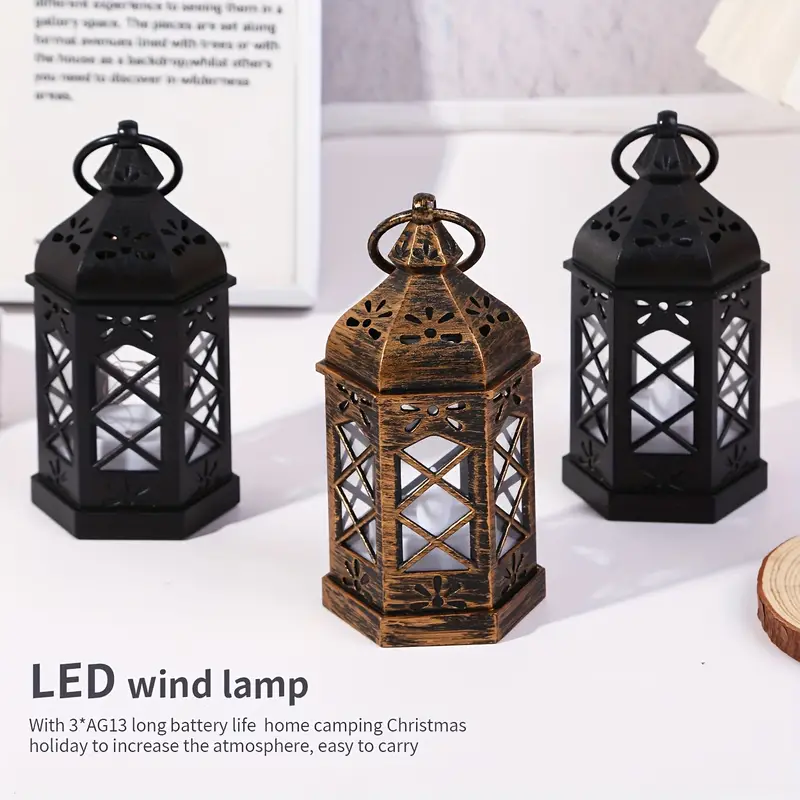 lh007 hexagonal wind lamp led portable hanging light festival decoration atmosphere light outdoor creative home decoration camp with 3 ag13 batteries powered details 1