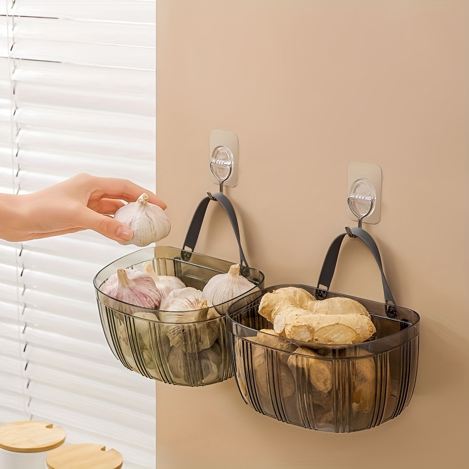 1pc Kitchen Wall-mounted Storage Basket For Onion, Ginger, Garlic