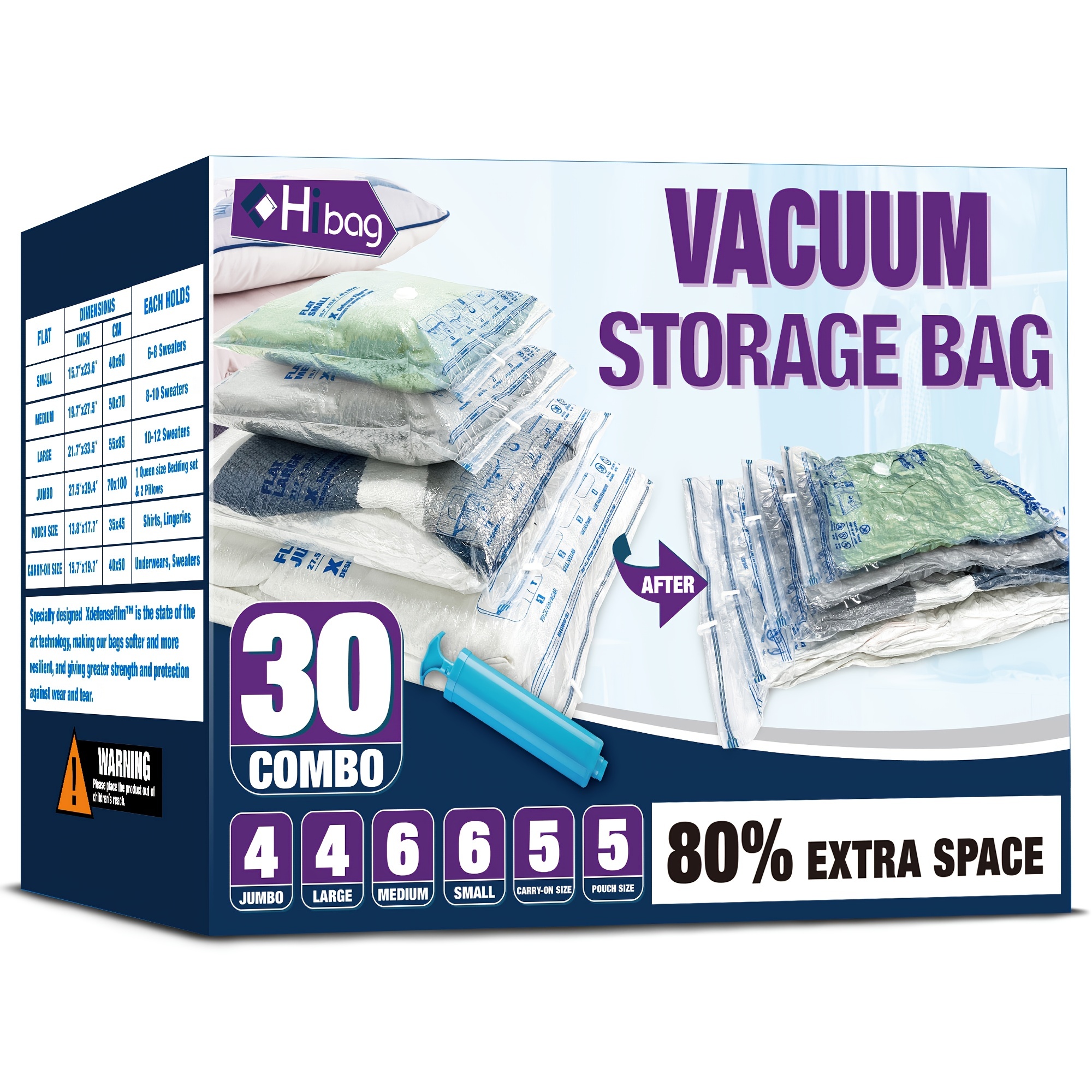 Smart Storage Vacuum Storage Bags, 16 Pack Space Saver Bags for Clothes,  Pillows & Bedding, Travel Luggage