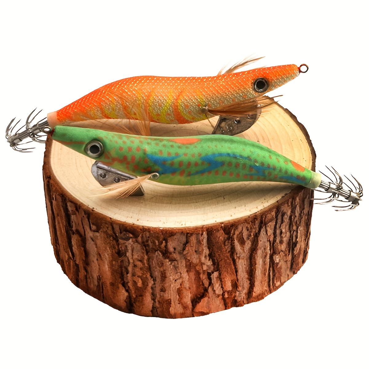 Premium Wooden Fishing Lure Squid Jig Hook Realistic Shrimp - Temu Japan