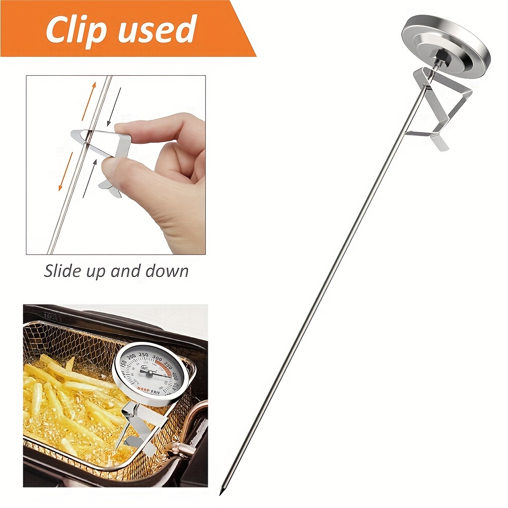 12 Deep Fry Thermometer Stainless Steel Food Grade Probe Clip for