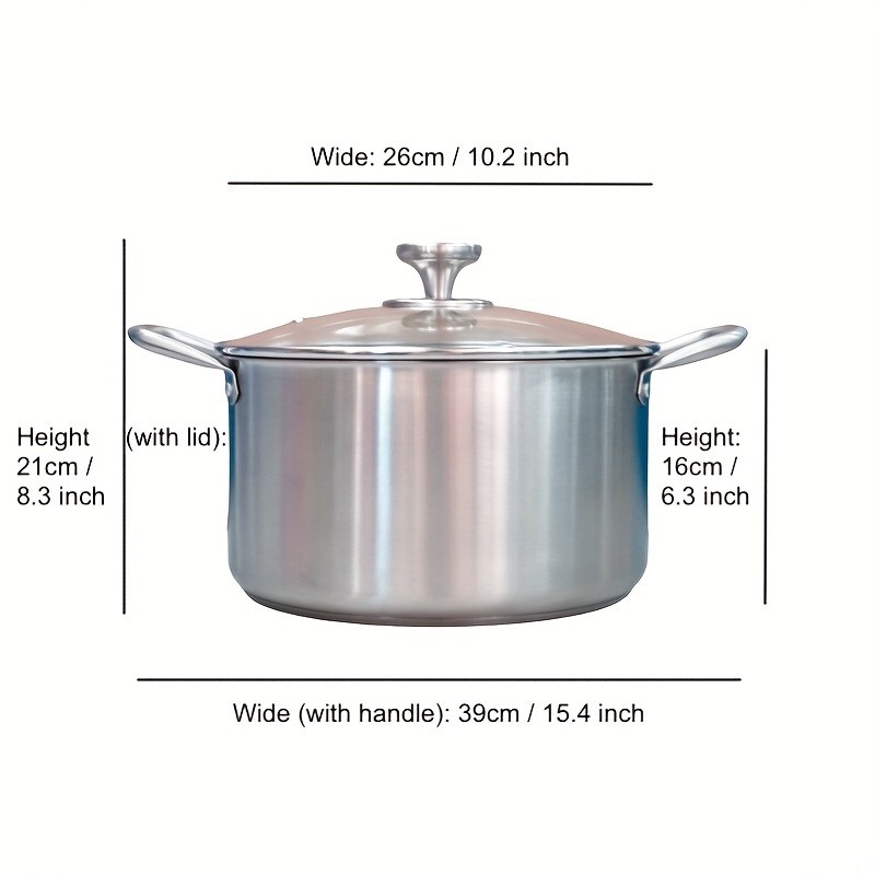 26cm Stainless Steel Soup Pot Stock Cooking Stockpot Heavy Duty