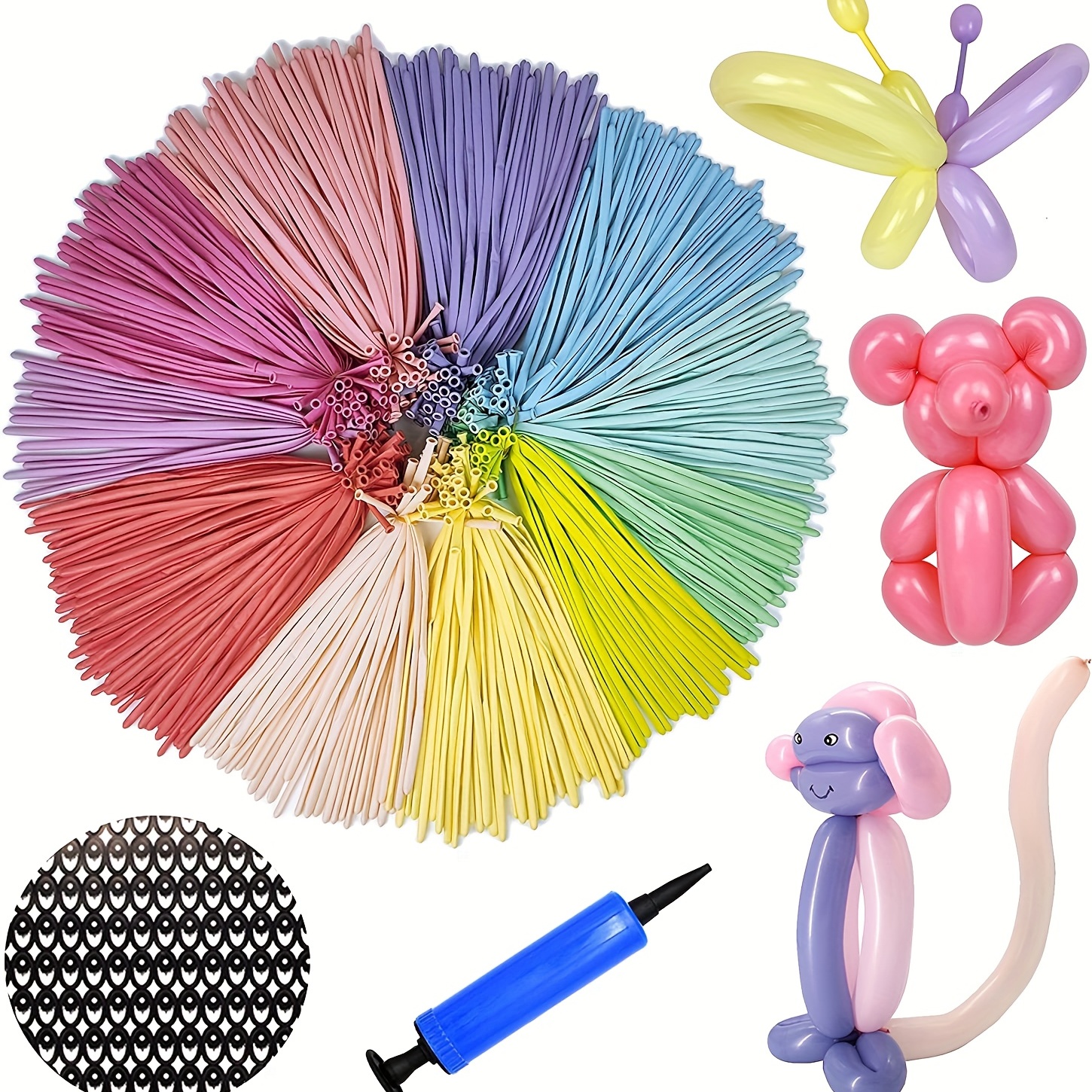 Globos giratorios para animales de globo, globos largos, 100 globos mágicos  de látex de color macarrón 260Q, 260 globos largos para modelos de
