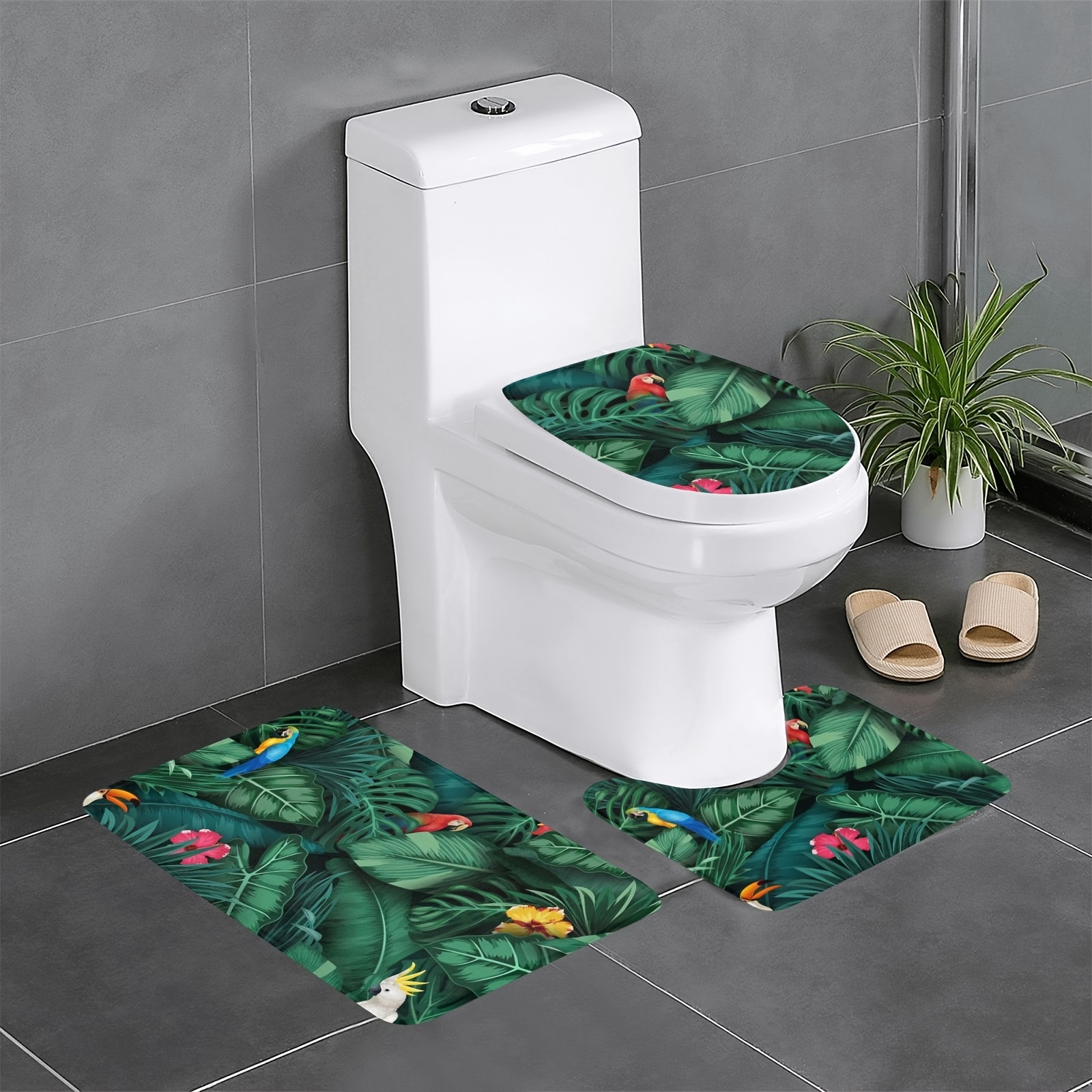 Pauwer 3PCS/Set Bathroom Bath Rug Absorbent Soft Floor Door Mats