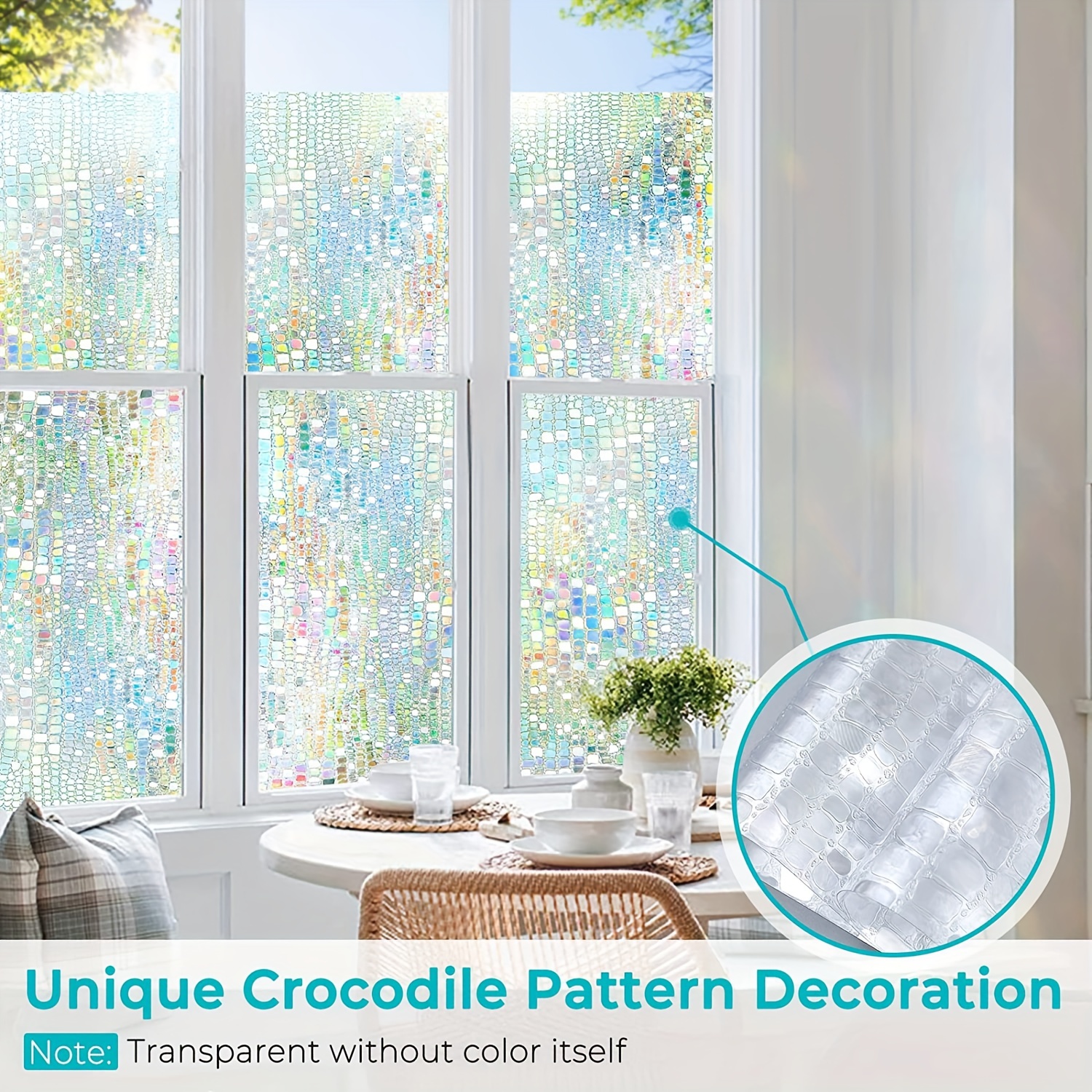 1pc Holographic Window Film Self Adhesive Static Privacy Cling Decorative  Glass Window Sticker