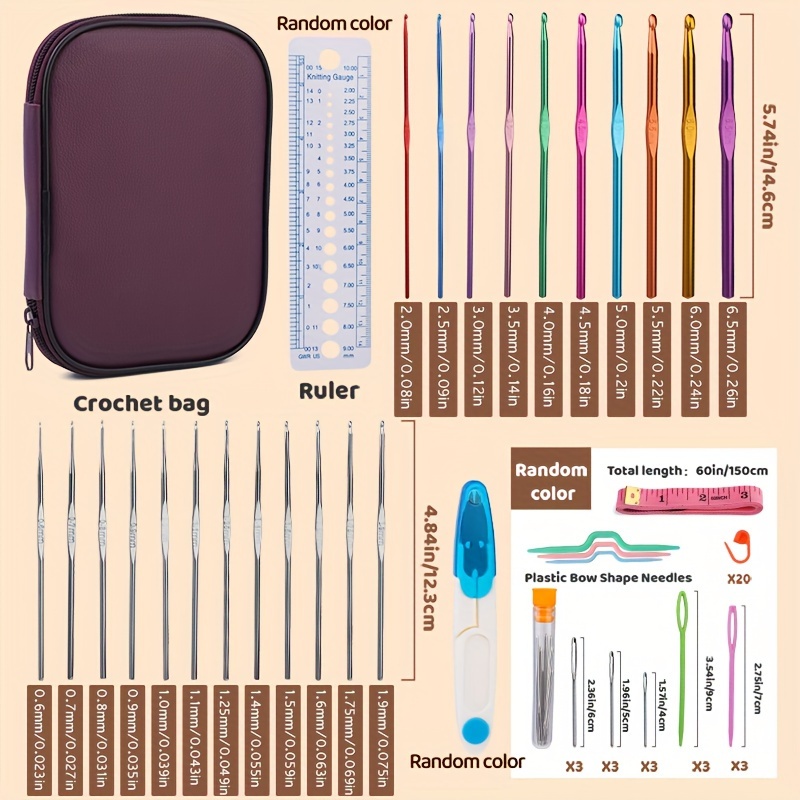 Crochet Hook Set Crochet Needles Set Storage Case Ergonomic - Temu