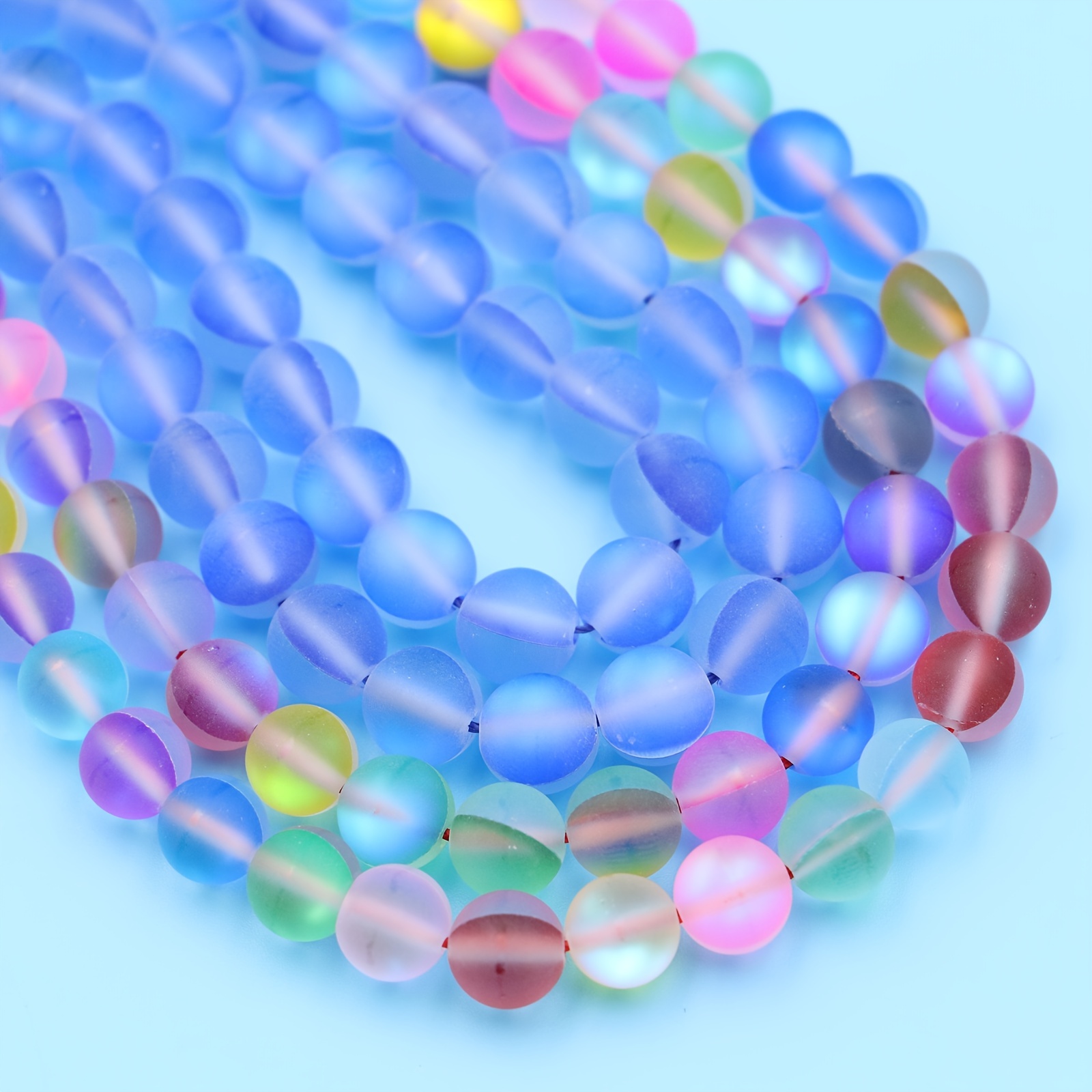 Frosted Aurora Crystal Glass Beads Mixed Colors Glitter - Temu