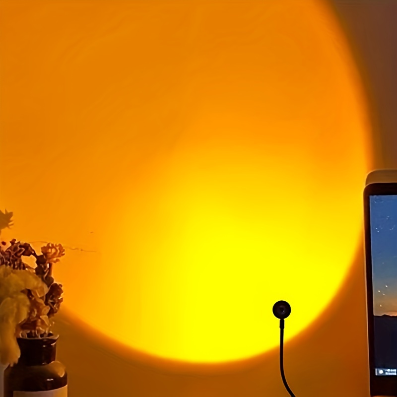 Lámpara de puesta de sol, proyector de luz de arco iris, rotación de 360  grados, lámpara de proyección nocturna para