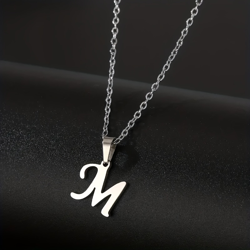 Stainless Steel Minimalist 26-Letter Pendant Necklace - Hip-Hop & Everyday Unisex Jewelry, Initial Gift for Women & Men, Durable Year-Round Wear, Necklace, Daily Wear Accessory, Modern Jewelry, Polished Finish