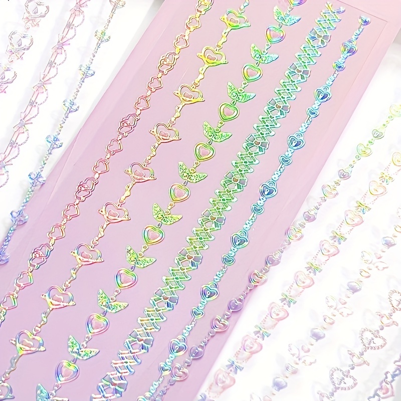  Korean Deco Stickers Set, DIY Colorful Glitter Self