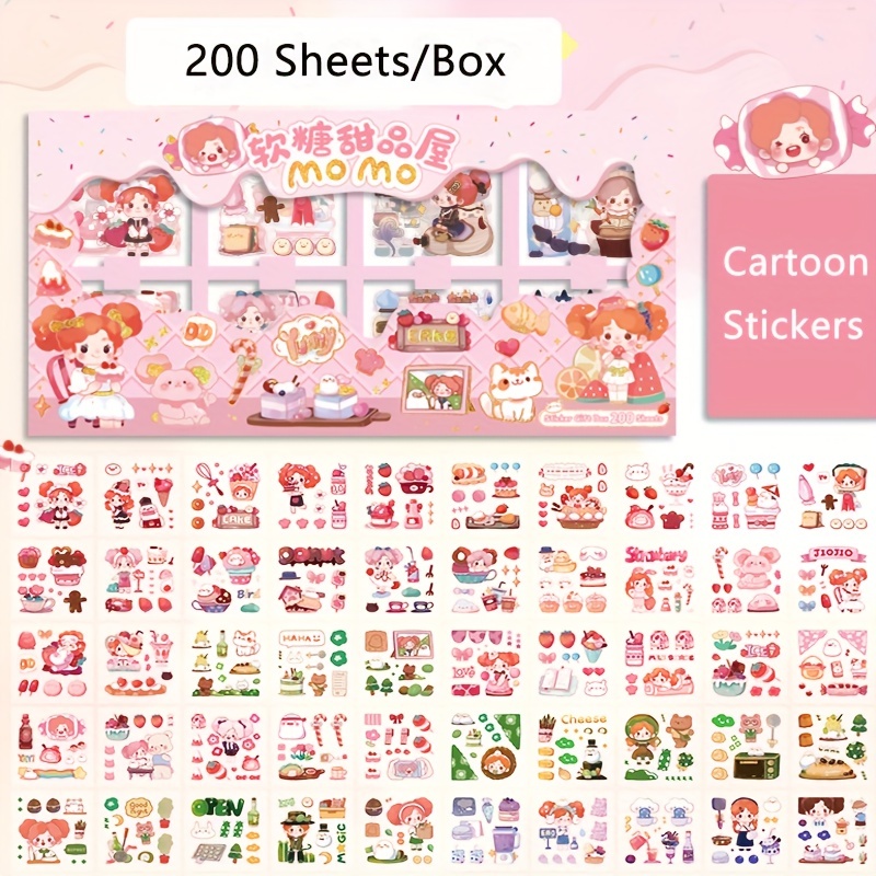 Cartoon Girl Scrapbook Stickers Pack -100 Sheets PET Cute Sticker for  Journals Scrapbook Laptop DIY 