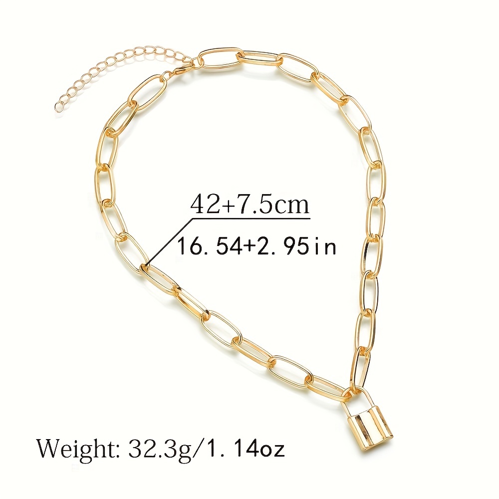Alloy Gold Plated Lock Pendant Chain, Size: 30 cm