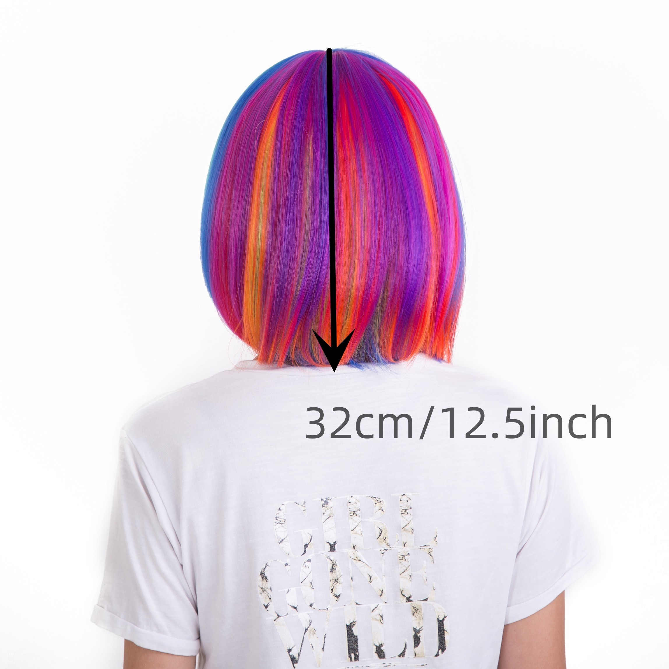 Rainbow human hair bob 2024 wig