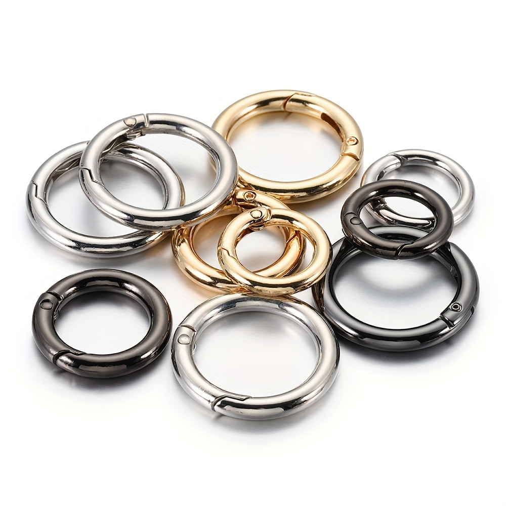 

5pcs Openable Metal Spring Clasp Ring Round Carabiner Keychain Clip Hook Buckle Bag Chain Connector For Jewelry Making Diy Accessories Small Business Supplies
