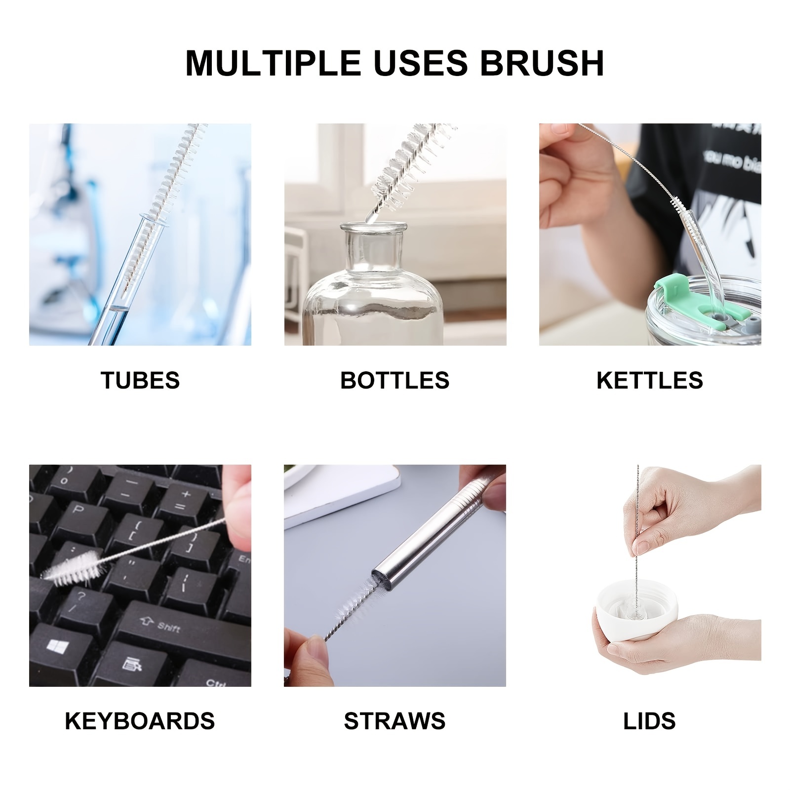 Stainless Steel Straw Cleaning Brush (Pack of 10 pcs)