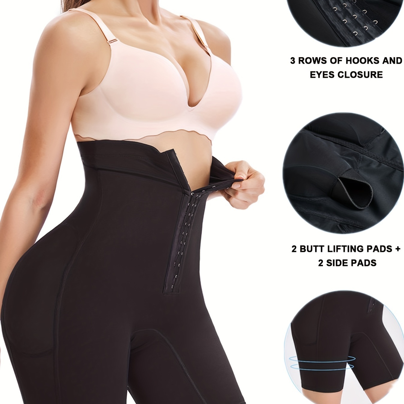 SCARBORO Padded Shaping Shorts, Tummy Control Butt Lifting Hook & Loop Shorts, Women's Underwear & Shapewear