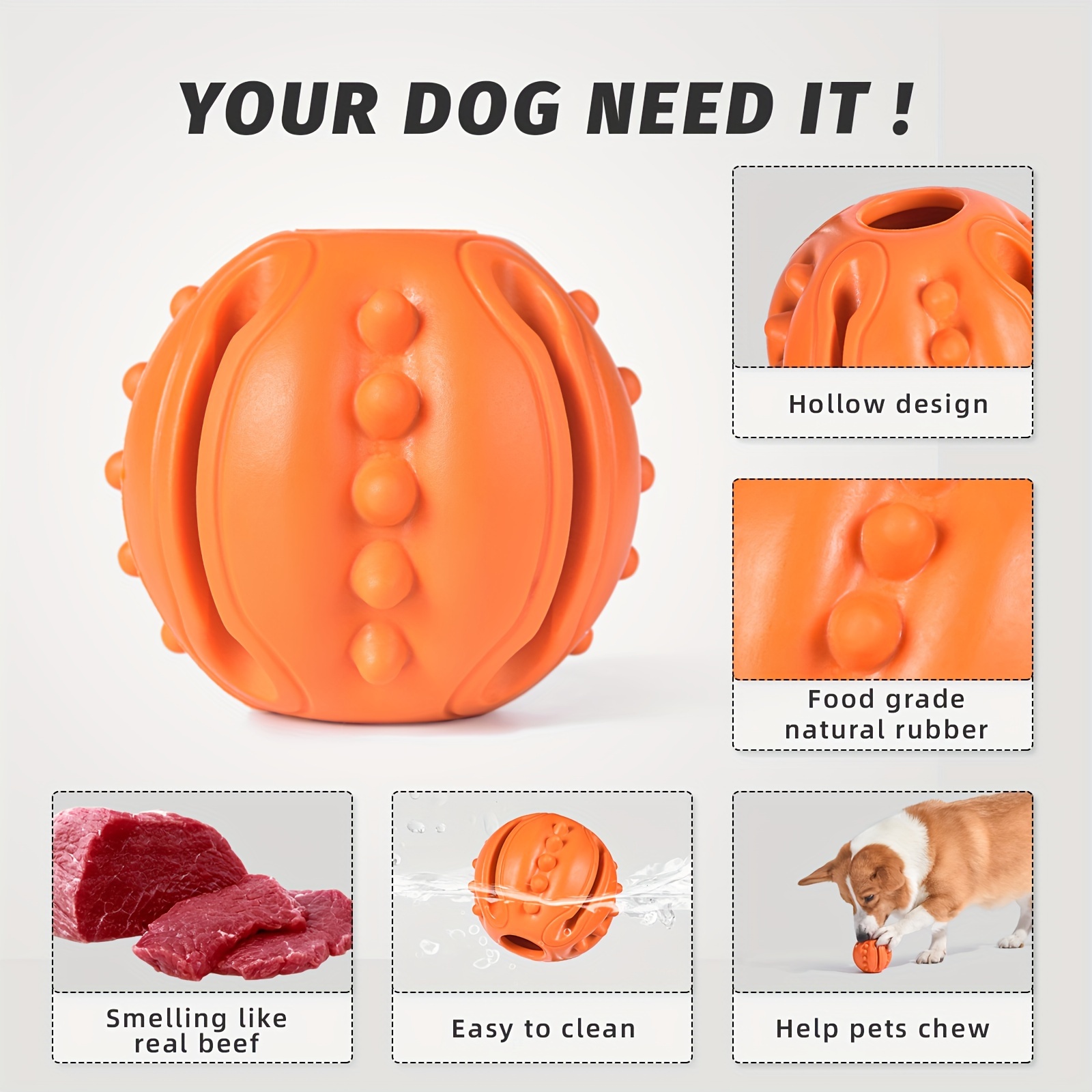 Incolio Dog Toy For Aggressive Chewer Large Medium Dog, Treat Food  Dispensing Dog Toys, Dog Chew Toys, Toothbrush Interactive Tough Durable Dog  Toys Natural Rubber(beef) - Temu